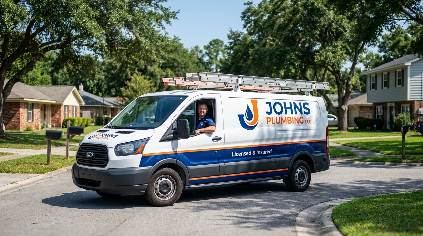Johns Plumbing LLC service van in Milton, PA