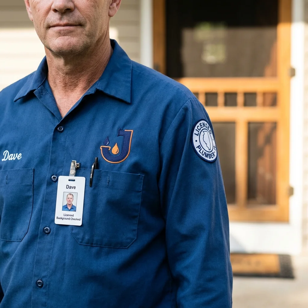 Licensed plumber showing ID badge in Milton, PA