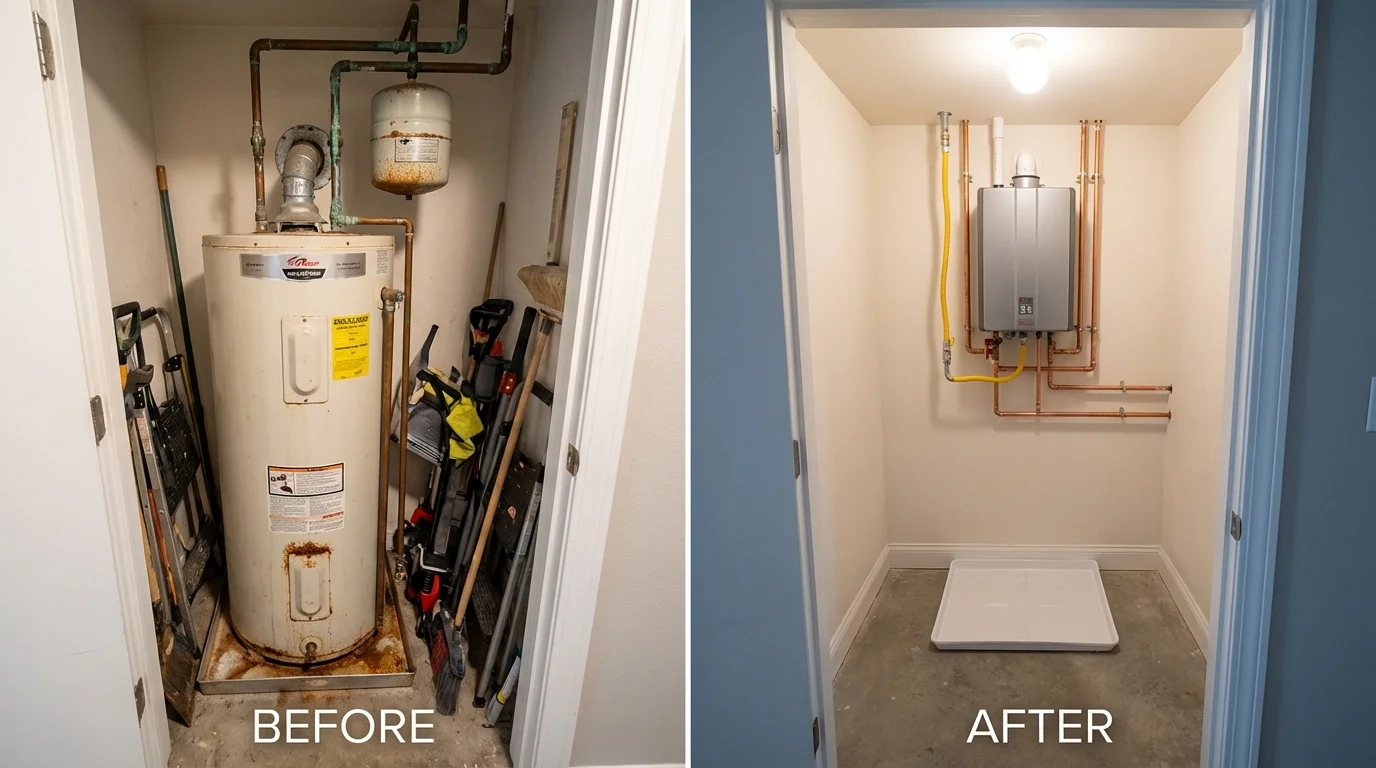 Tank water heater versus wall-mounted tankless unit comparison for Milton, PA homeowners