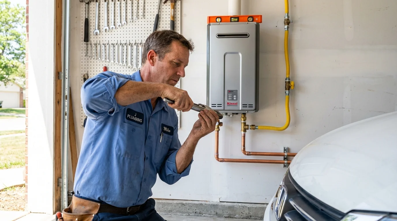 Tankless water heater installation by a Johns Plumbing LLC plumber in Milton
